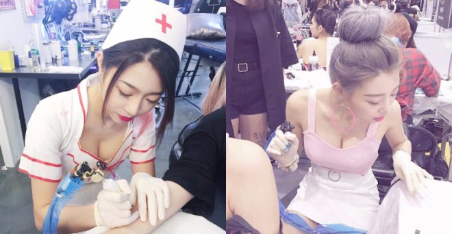 專業「正妹刺青師」化身爆乳小護士！工作中低胸大露「白皙嫩奶」太火辣！-第1章-图片1