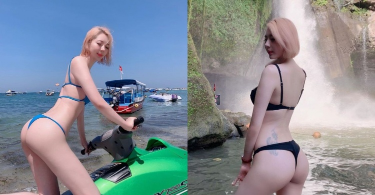 短髮妹超懂玩...丁字褲出遊超翹美尻-第1章-图片1