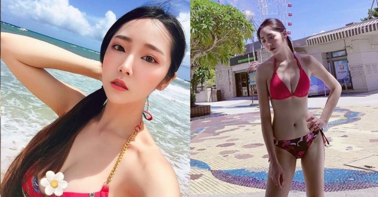 超犯規「仙氣臉龐＋渾圓雙球」長腿爆乳正妹海上戲水：泳裝完全撐不住XD~唐芮-第1章-图片1