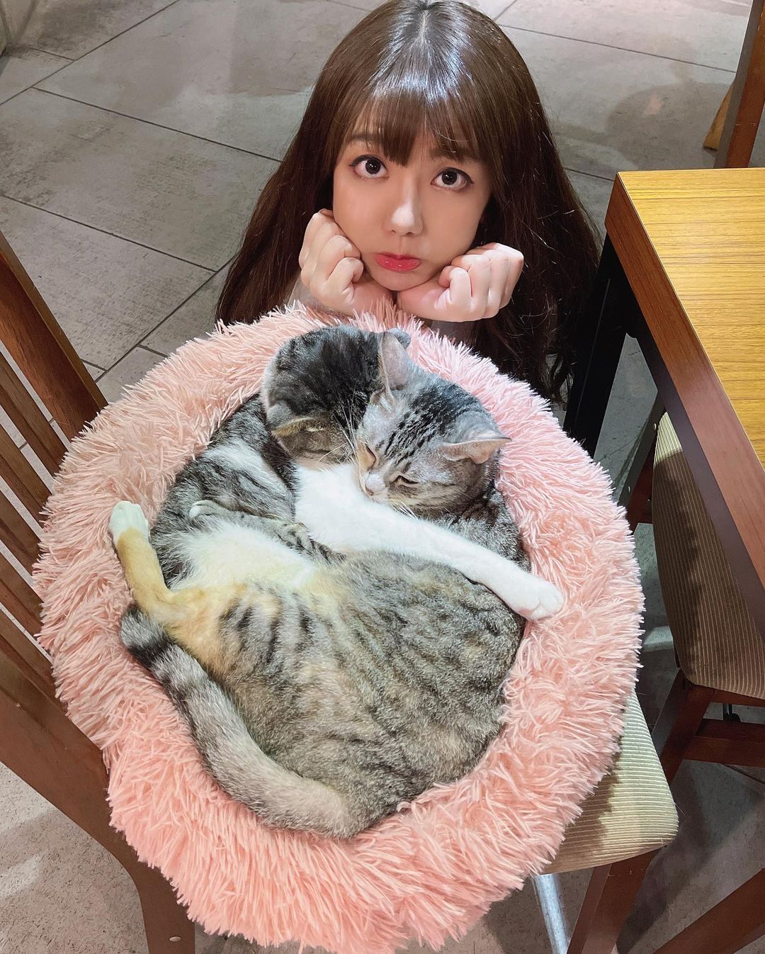 「大眼正妹OL」休假逛貓咪餐酒館，低胸襯衫炸出「豐滿雙球」!!!!~優熙 Yukina-第1章-图片8