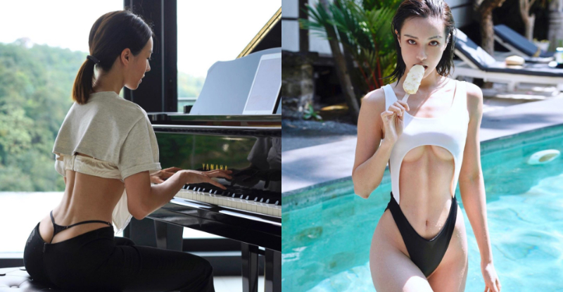 爆乳鋼琴家」小丁褲卡渾圓蜜桃　中空泳裝展現渾圓南半球！