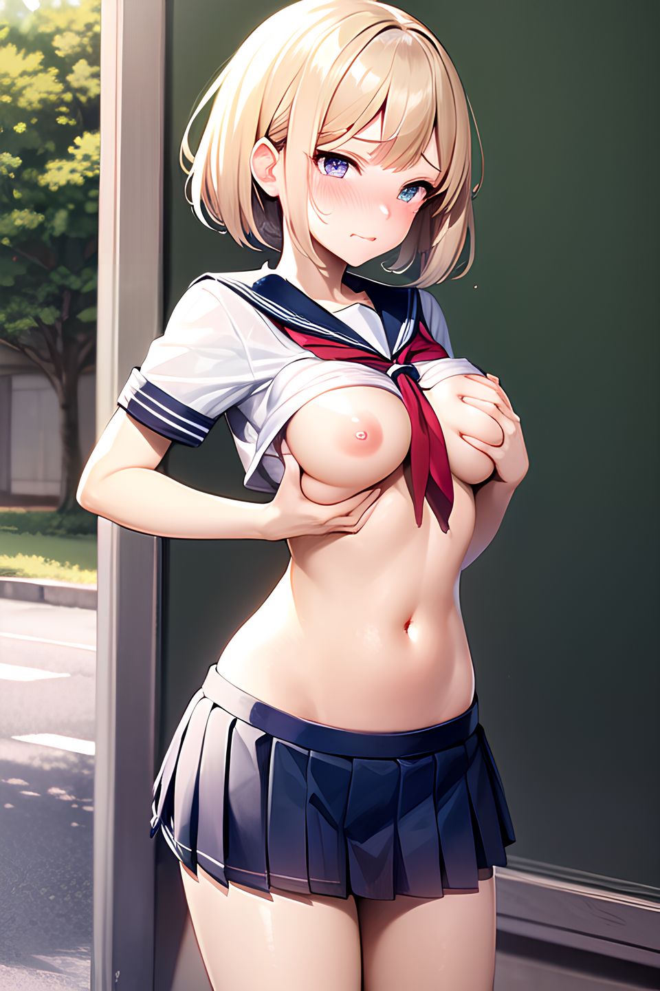 【AI生成】外で自分の胸を揉む女の子のエロ畫像 part1-第1章-图片13
