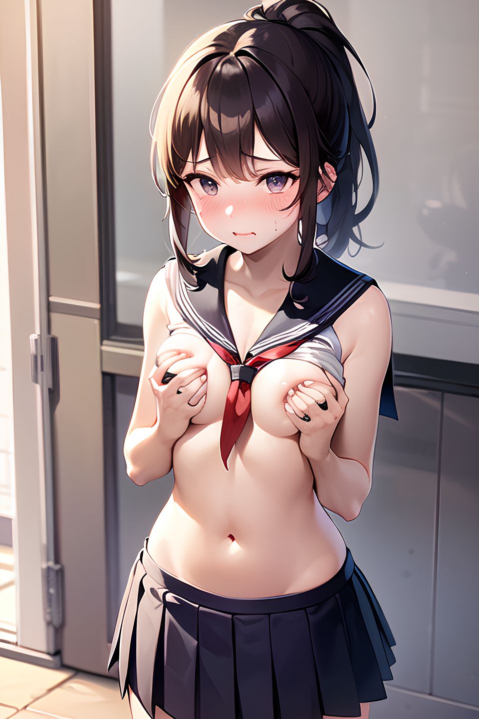 【AI生成】外で自分の胸を揉む女の子のエロ畫像 part2-第1章-图片18