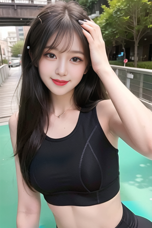 AI生成美女~女友系列黑色背心+瑜珈服-第1章-图片8
