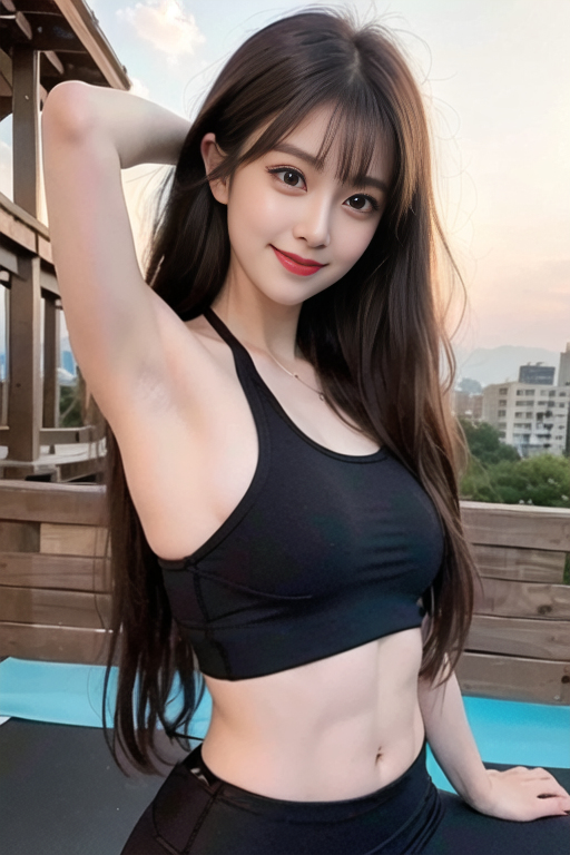AI生成美女~女友系列黑色背心+瑜珈服-第1章-图片13