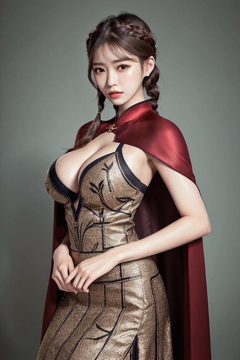 AI生成美女~AiMakeGirlcape with a midi dress（斗篷搭配中長連衣裙）-第1章-图片3