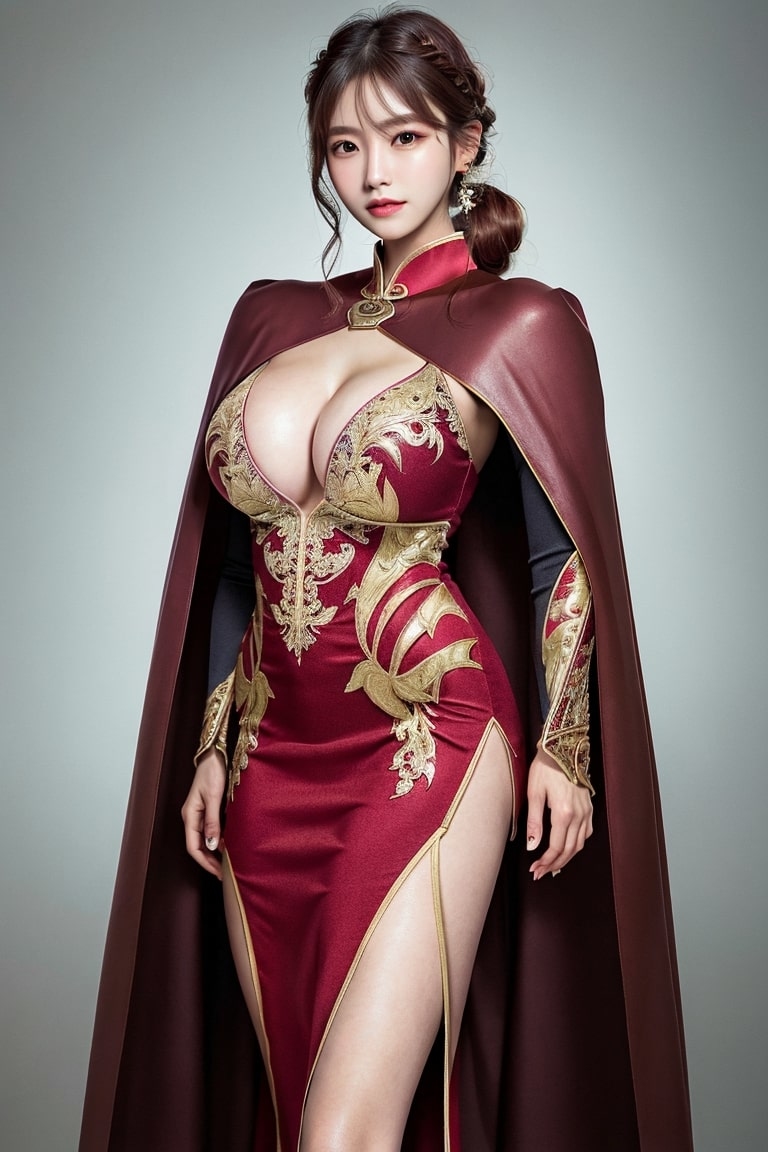 AI生成美女~AiMakeGirlcape with a midi dress（斗篷搭配中長連衣裙）-第1章-图片4