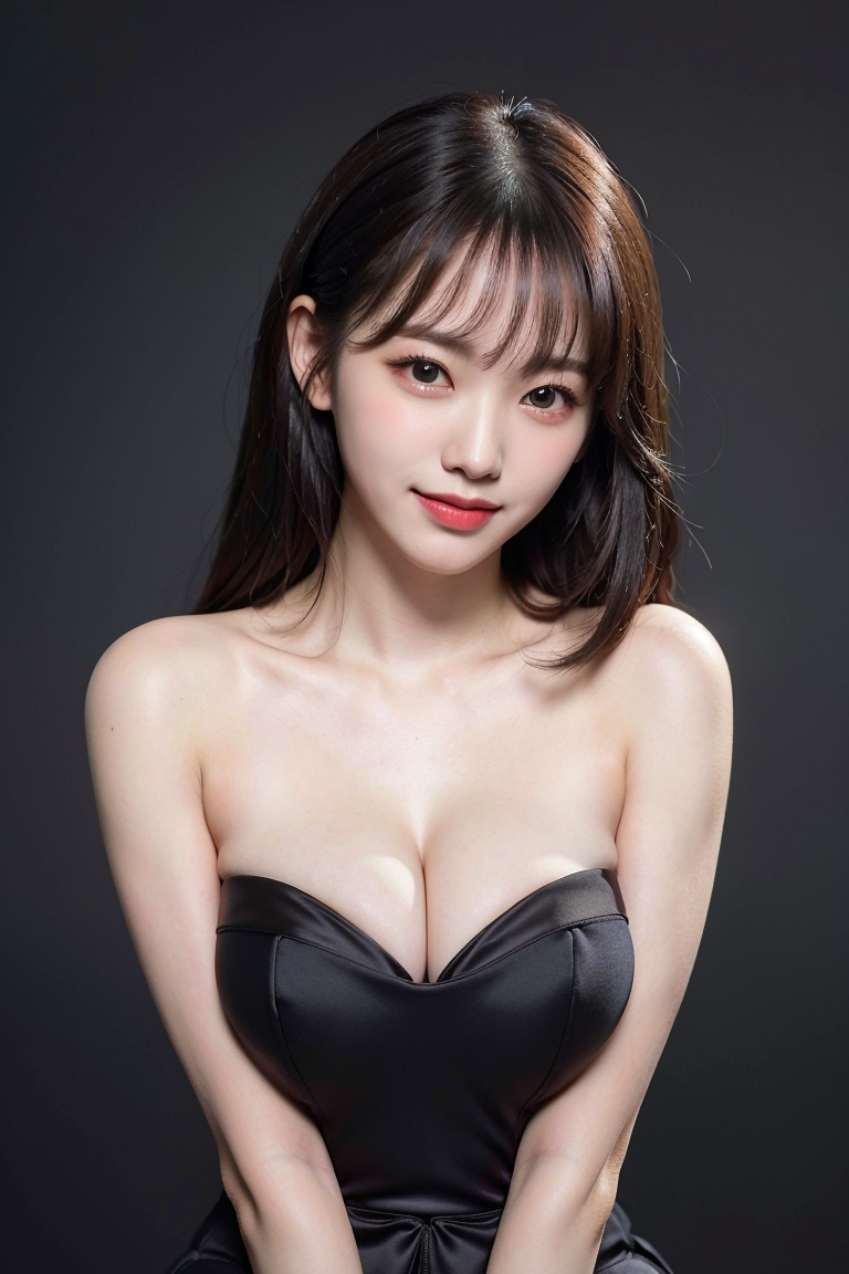AI生成美女~AiMakeGirlblack Strapless dress（黑色抹胸連衣裙）-第1章-图片6