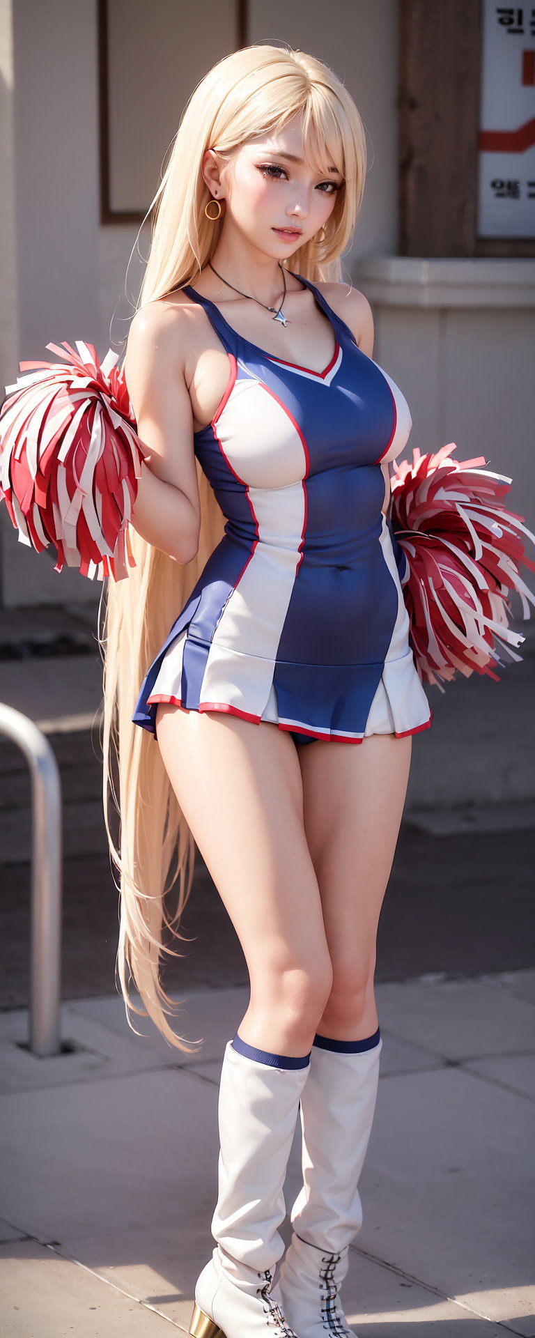 Seductive Blonde and Brunette Cheerleaders with Mesmerizing Long Legs in AIGenerated Images-第1章-图片23