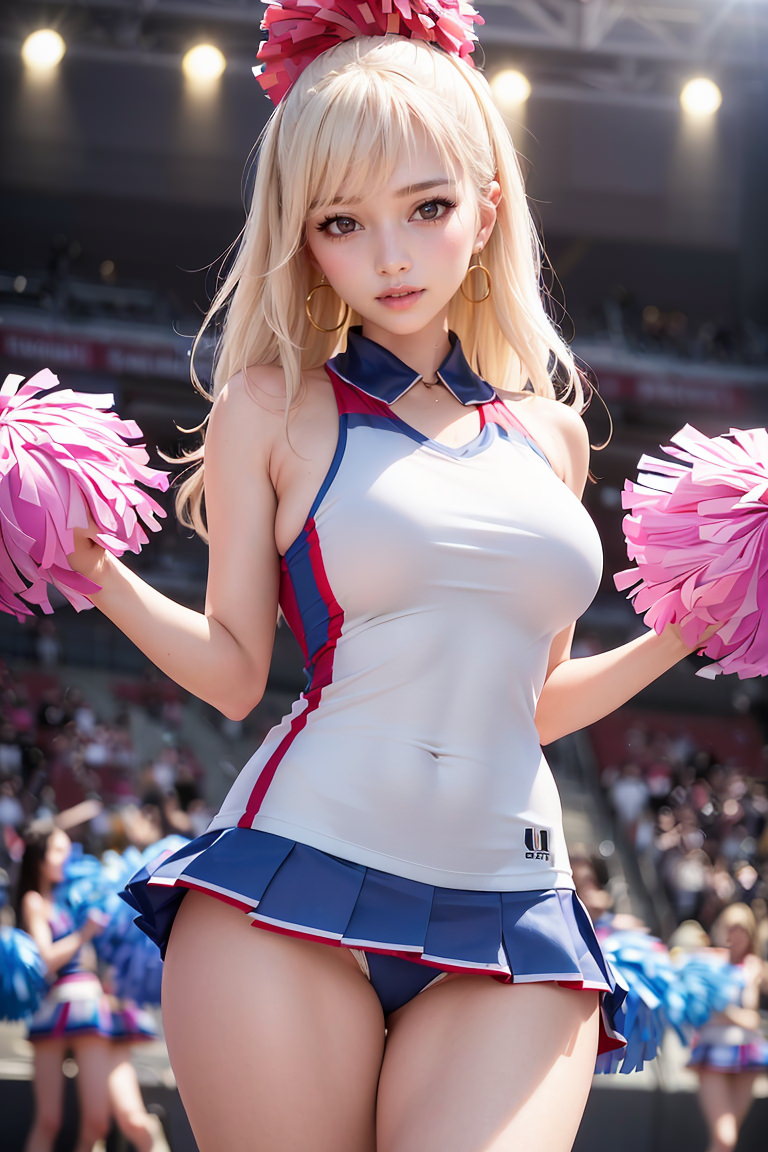 Seductive Blonde and Brunette Cheerleaders with Mesmerizing Long Legs in AIGenerated Images-第1章-图片21