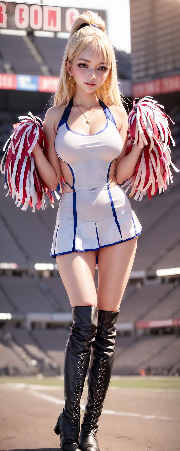 Seductive Blonde and Brunette Cheerleaders with Mesmerizing Long Legs in AIGenerated Images-第1章-图片34