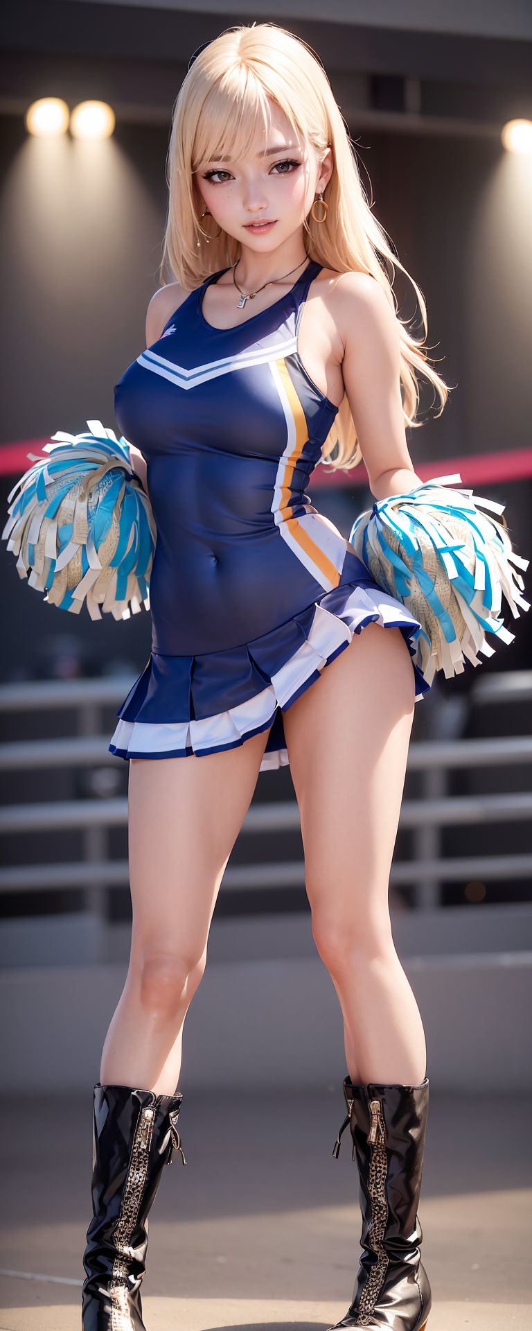 Seductive Blonde and Brunette Cheerleaders with Mesmerizing Long Legs in AIGenerated Images-第1章-图片37