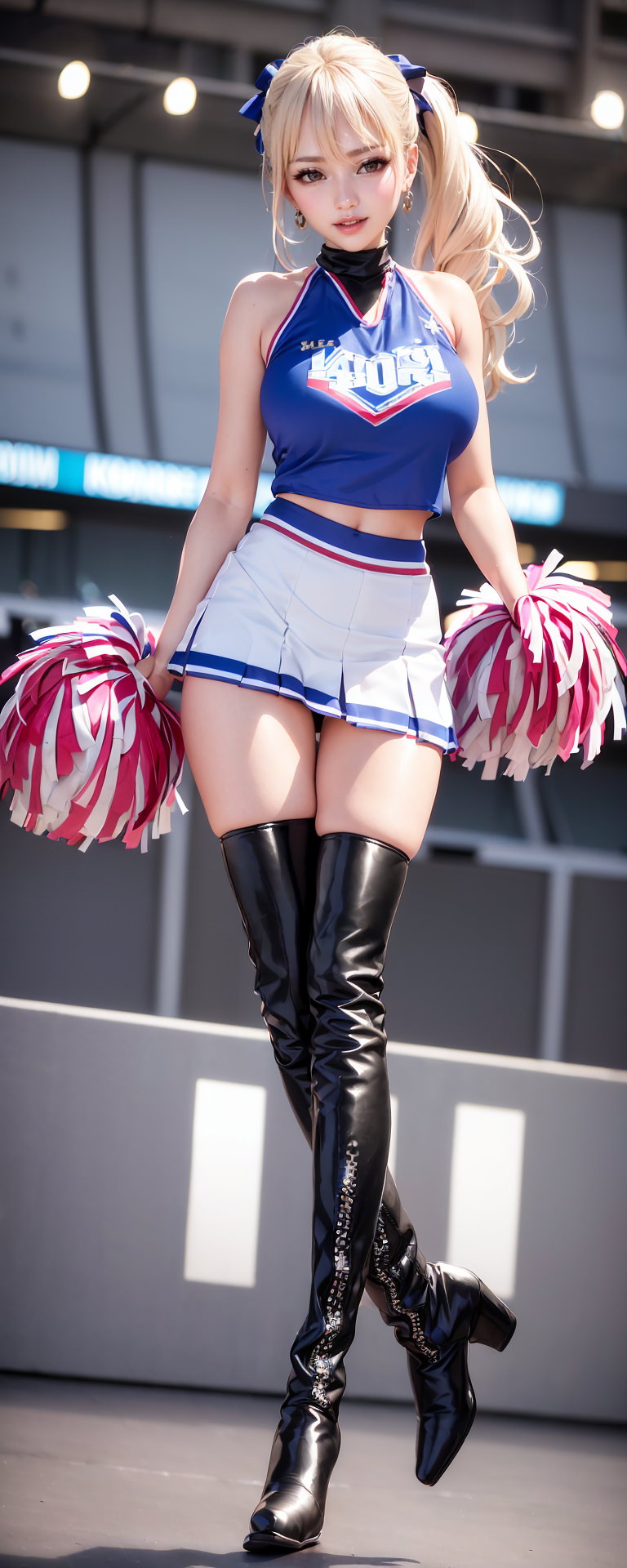 Seductive Blonde and Brunette Cheerleaders with Mesmerizing Long Legs in AIGenerated Images-第1章-图片35