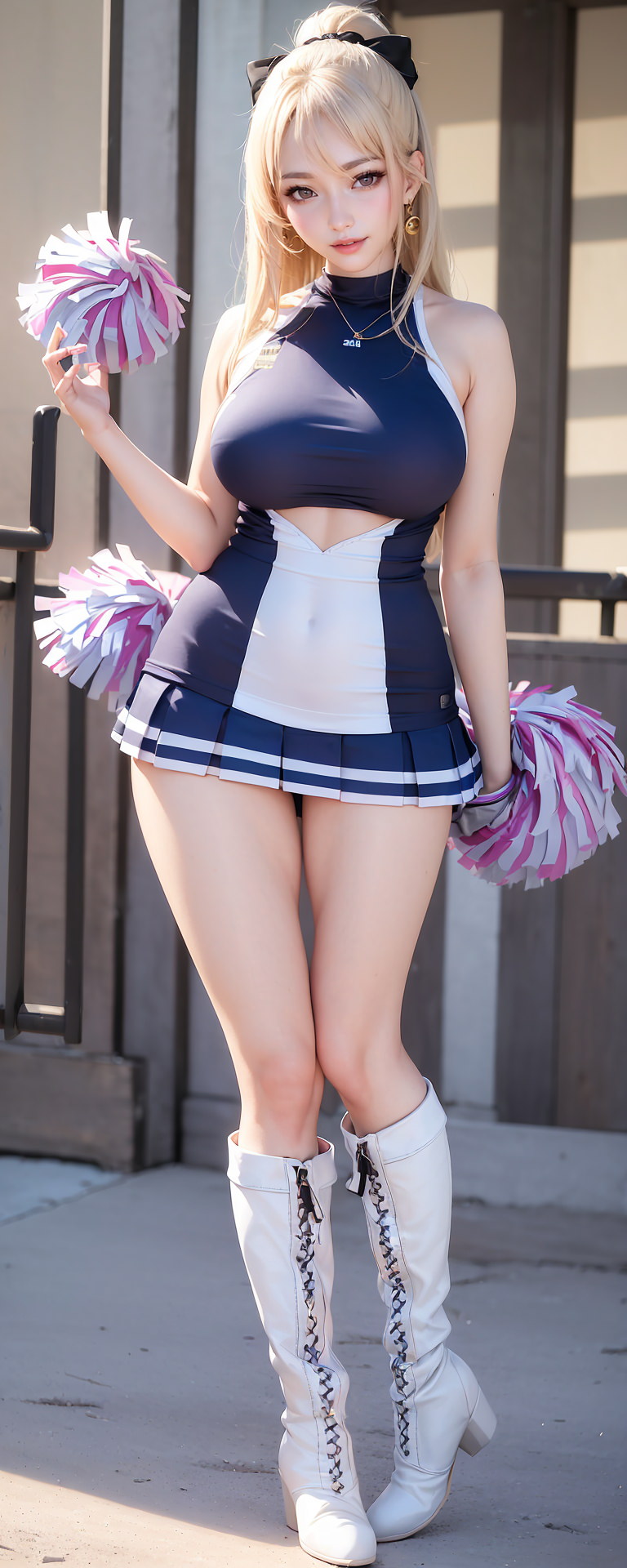 Seductive Blonde and Brunette Cheerleaders with Mesmerizing Long Legs in AIGenerated Images-第1章-图片39