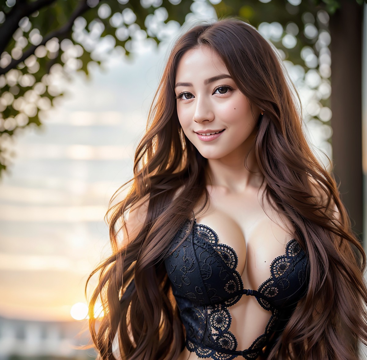 AIModel Vol.103 Long Black Lace Sun Robe-第1章-图片24