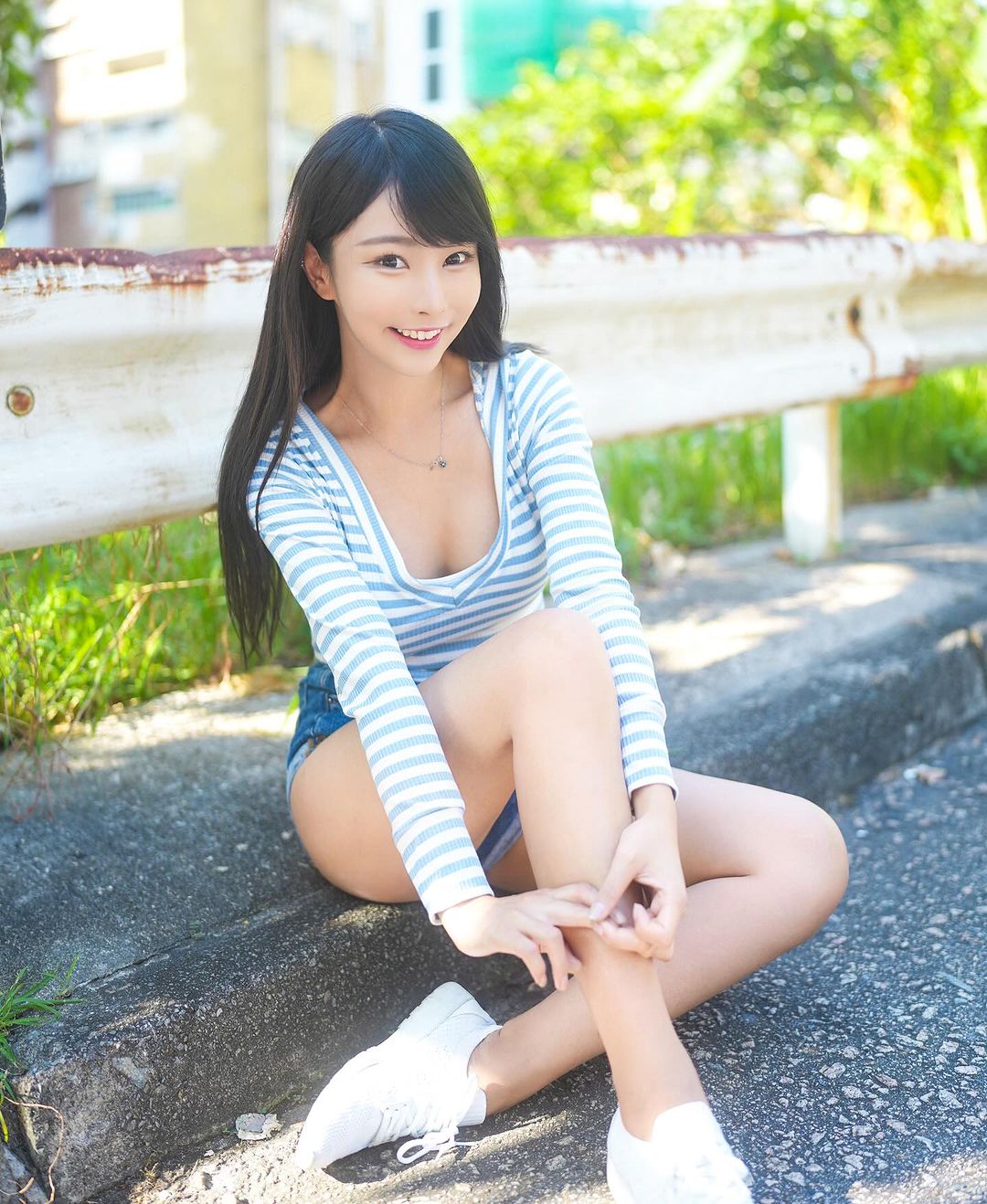Long legs young sister