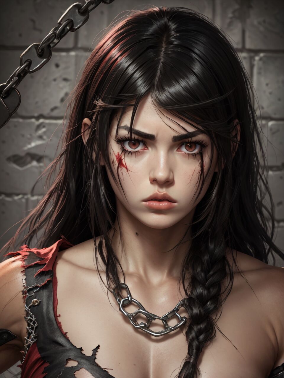 Velvet Crowe in prison torn & dirty  AI Generated