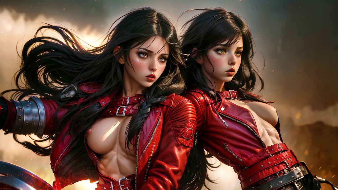 Velvet Crowe Riding Motorcycle Red Jacket  AI Generated-第1章-图片1
