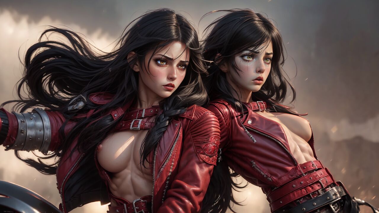 Velvet Crowe Riding Motorcycle Red Jacket  AI Generated-第1章-图片3