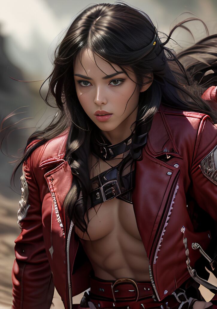 Velvet Crowe Riding Motorcycle Red Jacket  AI Generated-第1章-图片10