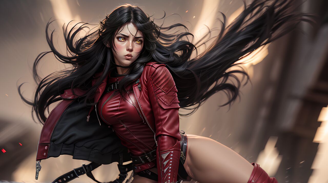 Velvet Crowe Riding Motorcycle Red Jacket  AI Generated-第1章-图片12