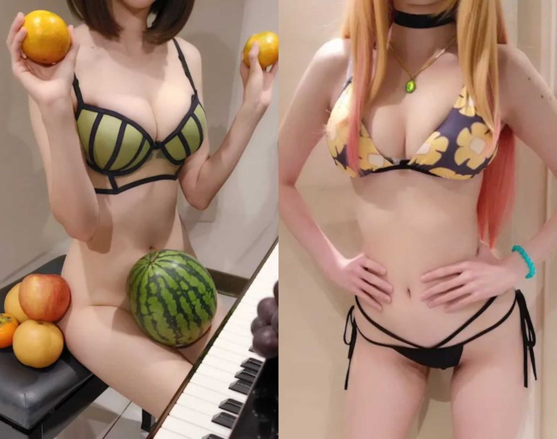 鋼琴女神再破尺度「西瓜遊戲」大瓜遮羞遊走黃標邊緣-第1章-图片1