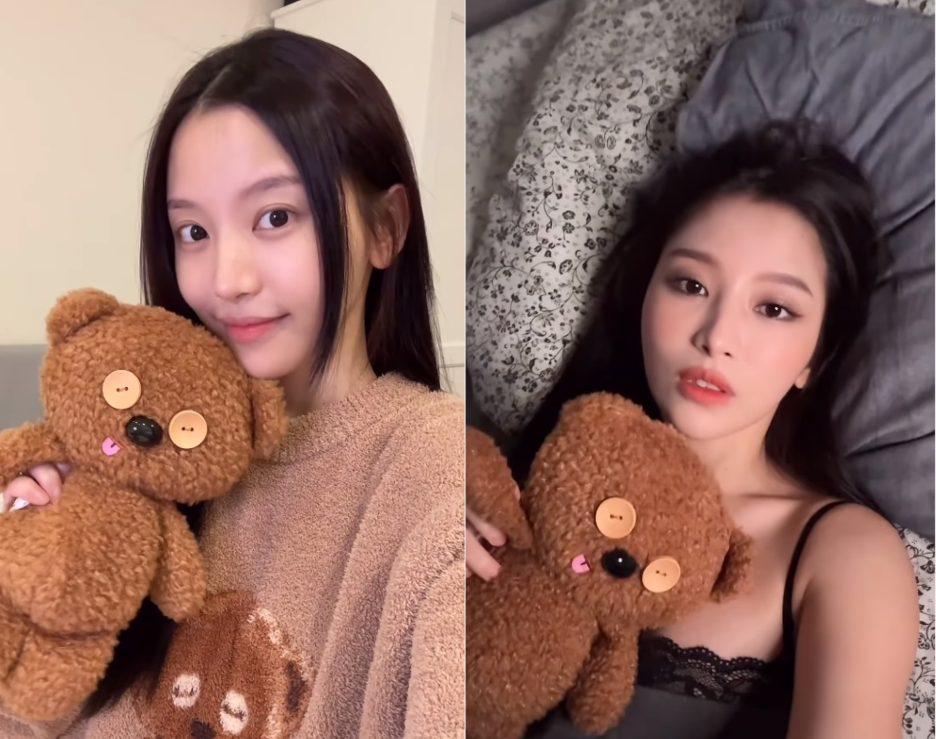 北一女神「火辣變身」素顏熊熊睡衣秒變性感蕾絲魅力十足-第1章-图片1